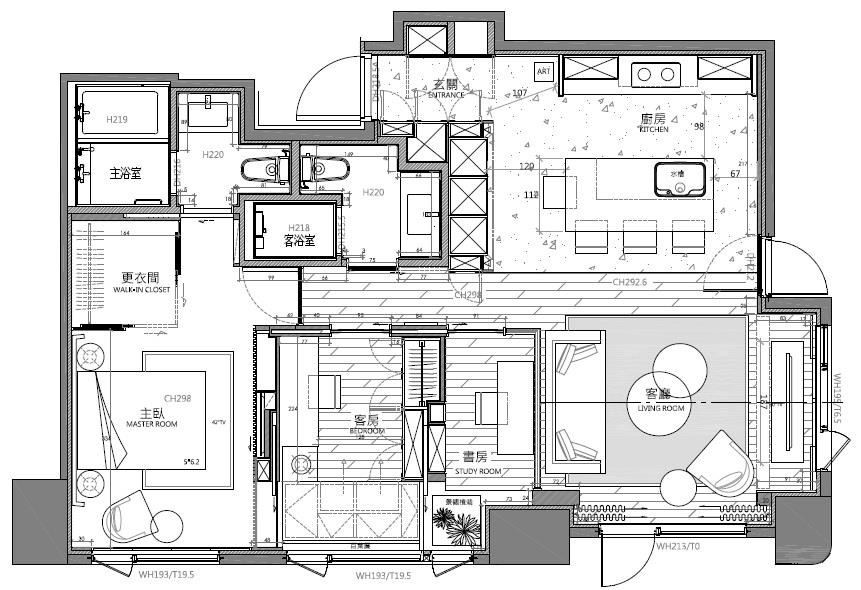 格局上，搭配開放式格局與環繞動線，讓 23.4 坪也能坐擁實用 3 房 2 廳。After 平面圖提供_L′atelier Fantasia 繽紛設計。