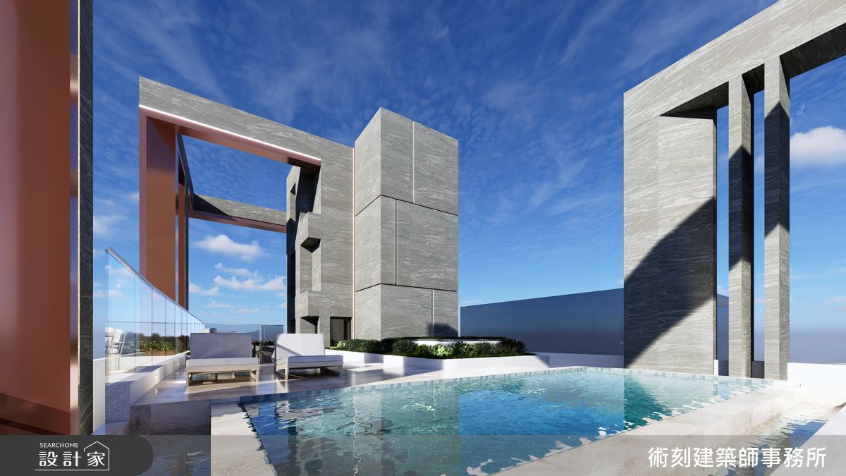 自一樓迎賓大廳、公設休憩區至頂層泳池與綠化平台,垂直動線以一致設計語彙串連,形構流動而共融的城市社群空間。