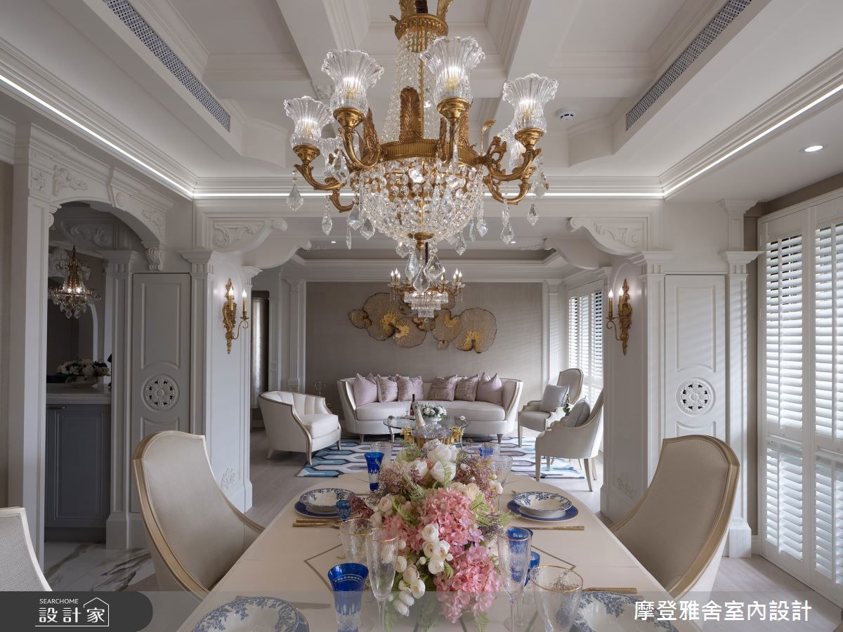 簡約大方的現代美式風格以及均衡典雅的歐式新古典風格，皆以無礙「開放式設計」見長，與許多熱愛開闊動線、在意聯繫家族成員情誼的屋主生活習慣吻合。