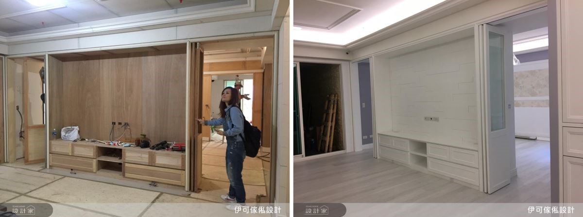 搭配兩側雙開拉門,打造適合孩子穿越的回字動線,通透而對稱。 搭配兩側雙開拉門,打造適合孩子穿越的回字動線,通透而對稱。