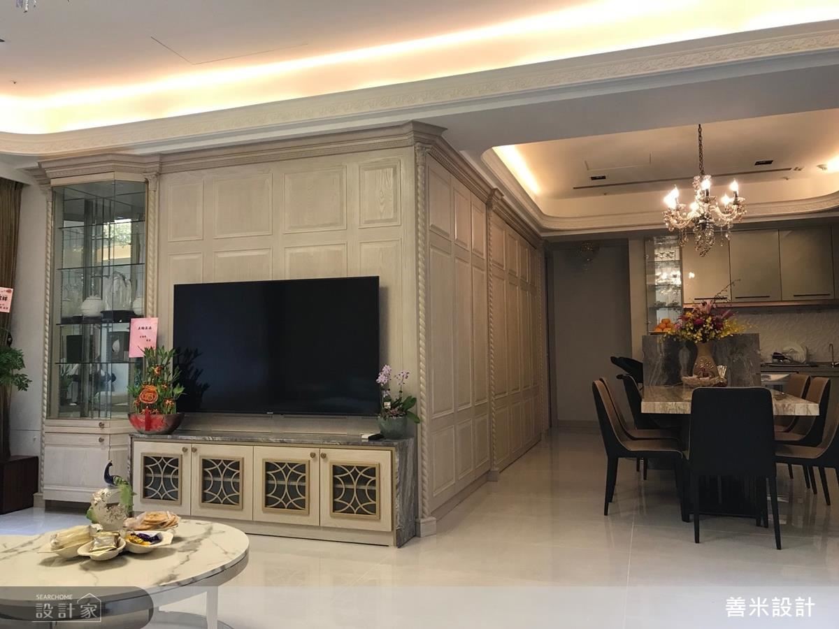 開放設計不僅暢通動線，更串起客、餐廳，使視覺坪數跟著放大。