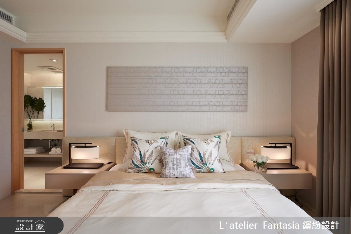 適切比例家具訂製，開闊臥房空間尺度，創造舒適睡眠空間。
