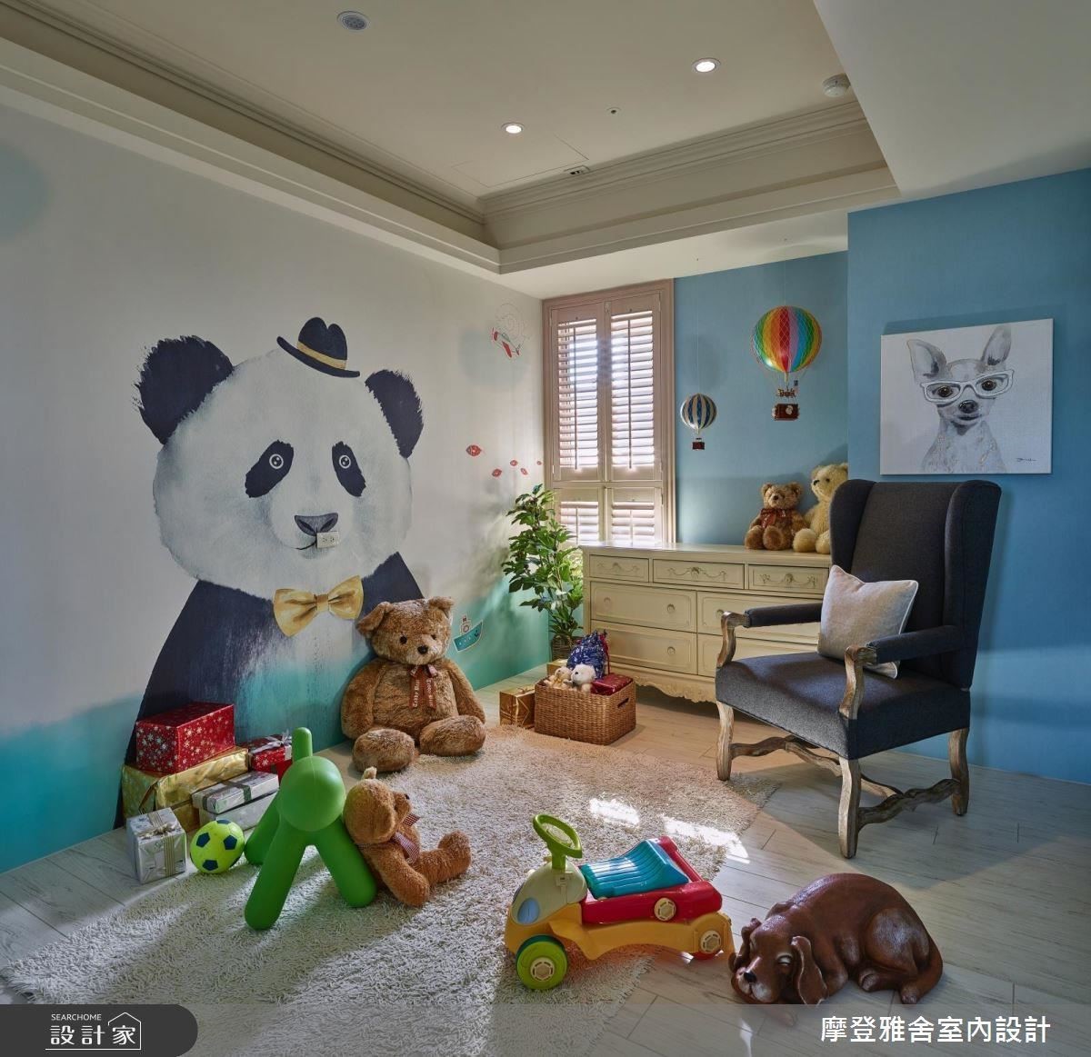 小孩房以童趣熊貓壁紙，給孩子美好童年時光。