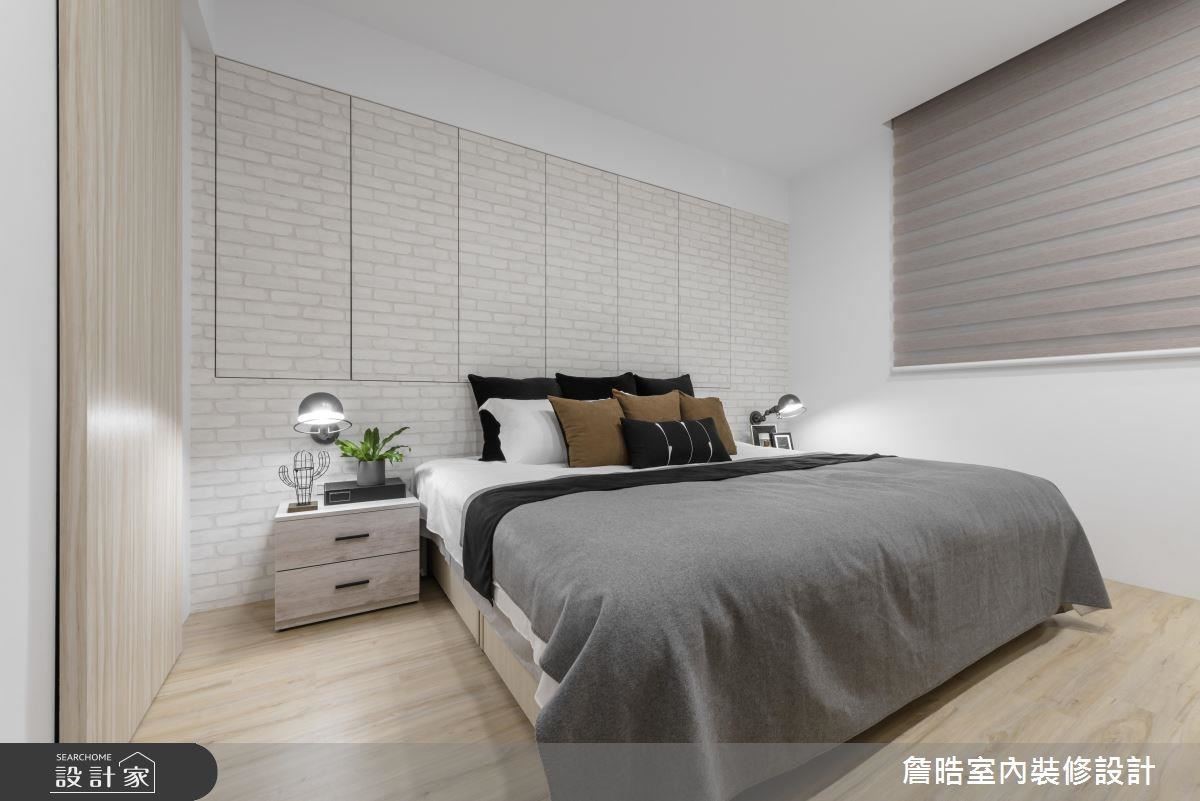 主臥室以木材質的鋪敘，營造質樸溫潤的舒適氛圍。