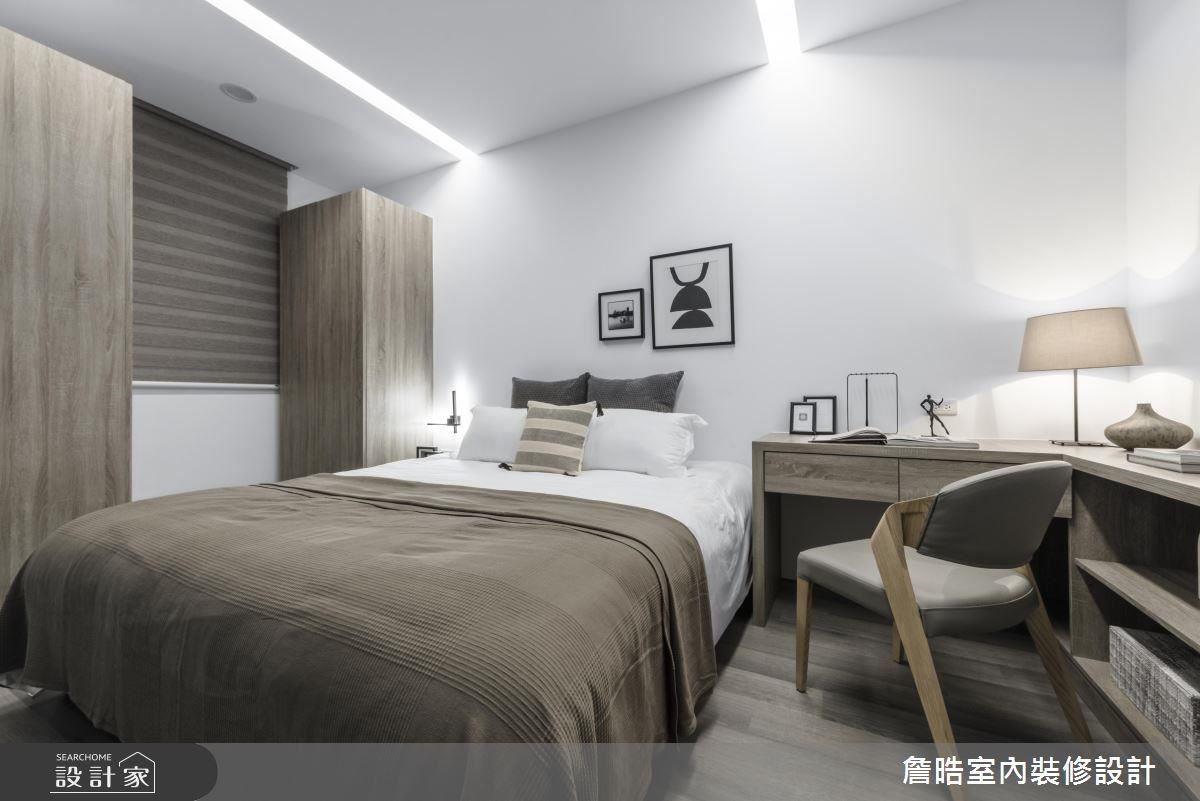 男孩房選用灰白色調，表現現代風空間的沉穩與寧靜。