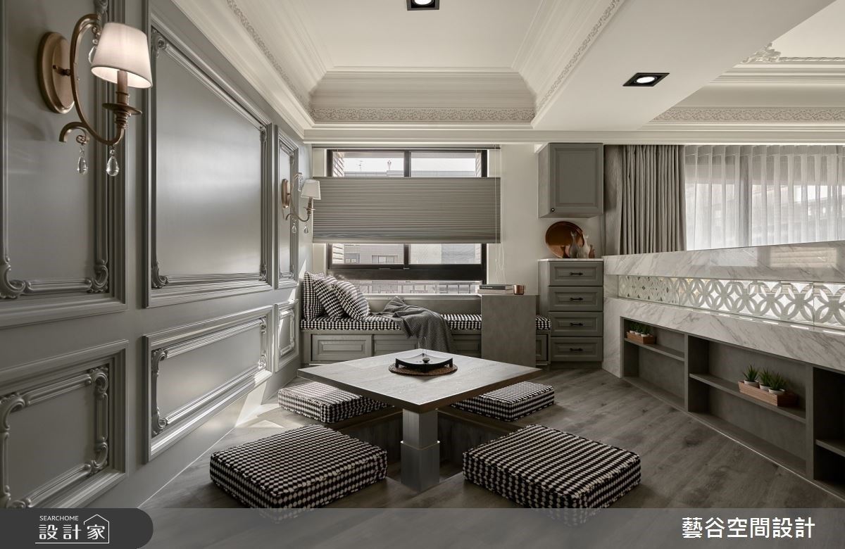 和室利用畸零角落規劃收納展示空間，豐富屋主生活機能。