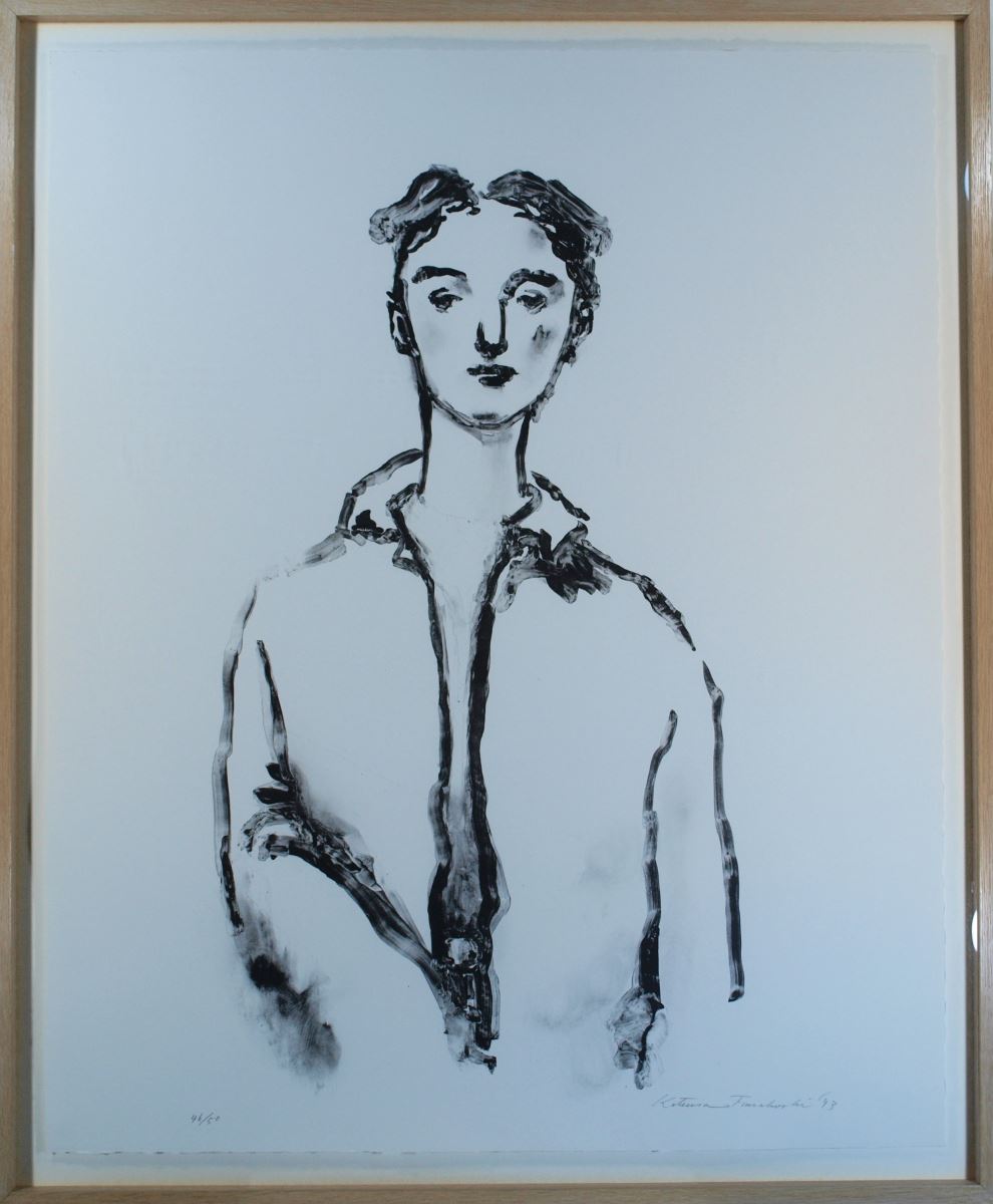 正式展覽作品：TEZUKAYAMA GALLERY_舟越桂 Katsura Funakoshi_遠い鏡 The Mirror in the Distance_lithograph_93 x 75 cm_1993