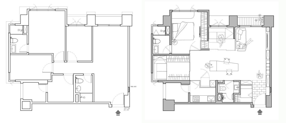 (Before + After)平面圖提供_禾光室內裝修設計。