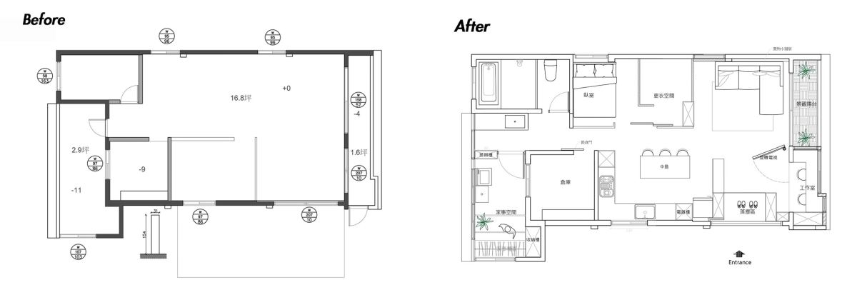 （Before+After）平面圖提供_綺寓空間設計。