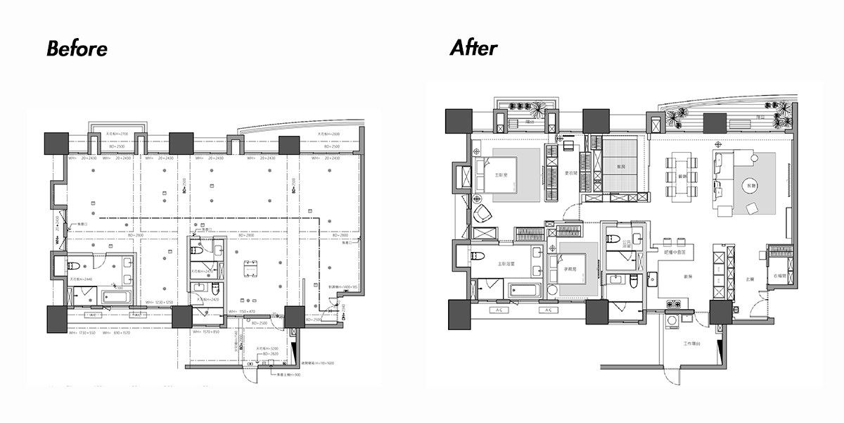 （Before+After）平面圖提供_富億空間設計。