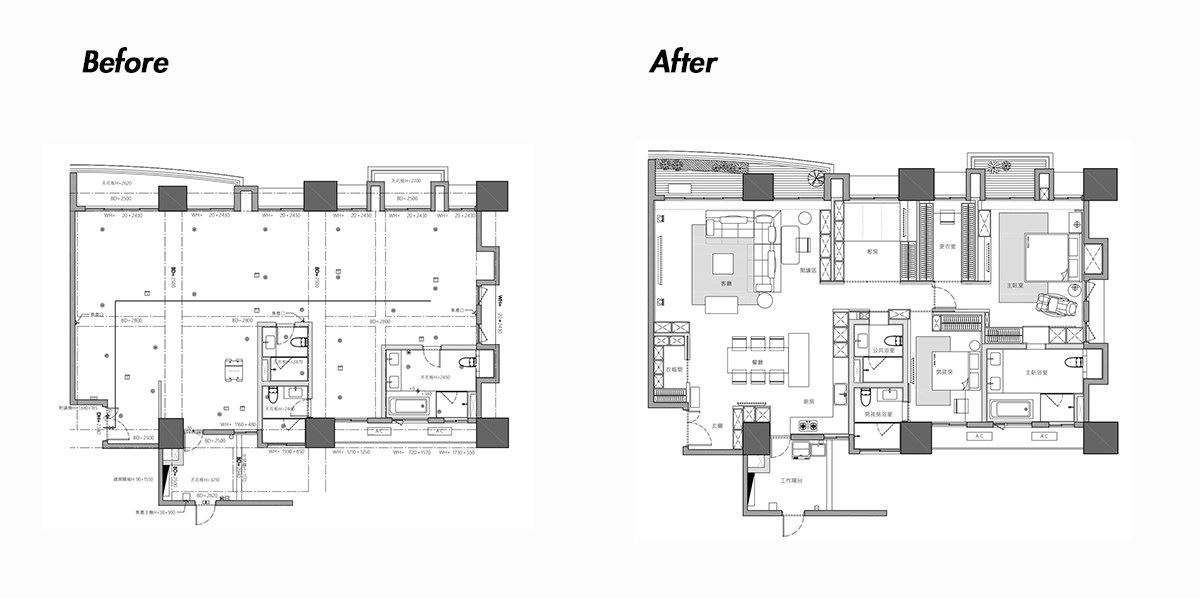 （Before+After）平面圖提供_富億空間設計。