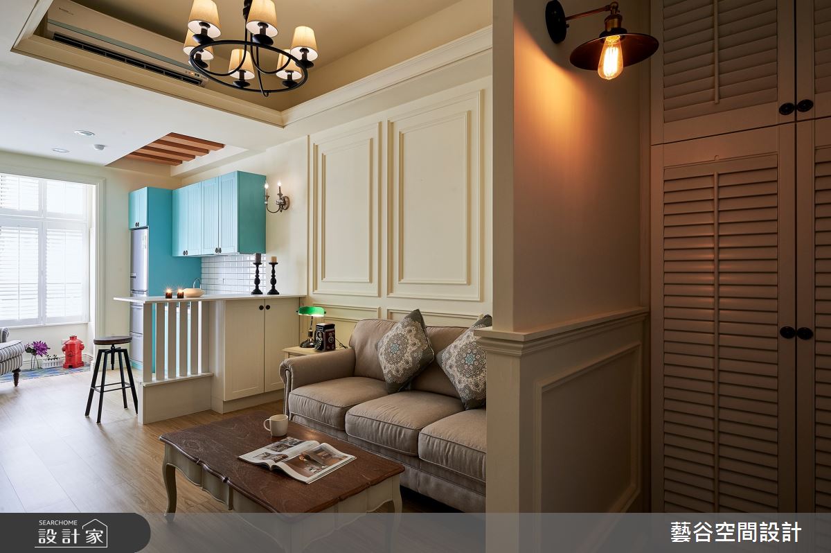 12 坪單身女子宅，鄉村風混搭 Tiffany 藍打造夢幻公主系廚房
