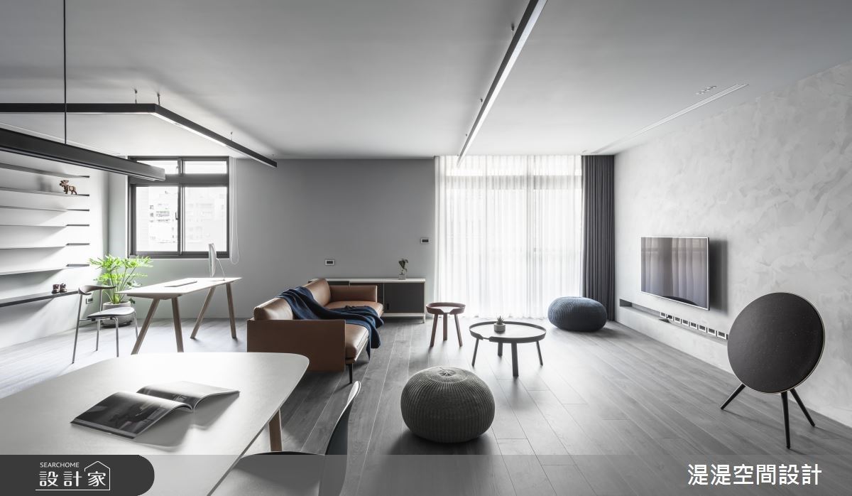 客餐廳超大！32 坪簡約風灰白系家居，體驗微冷極簡品味