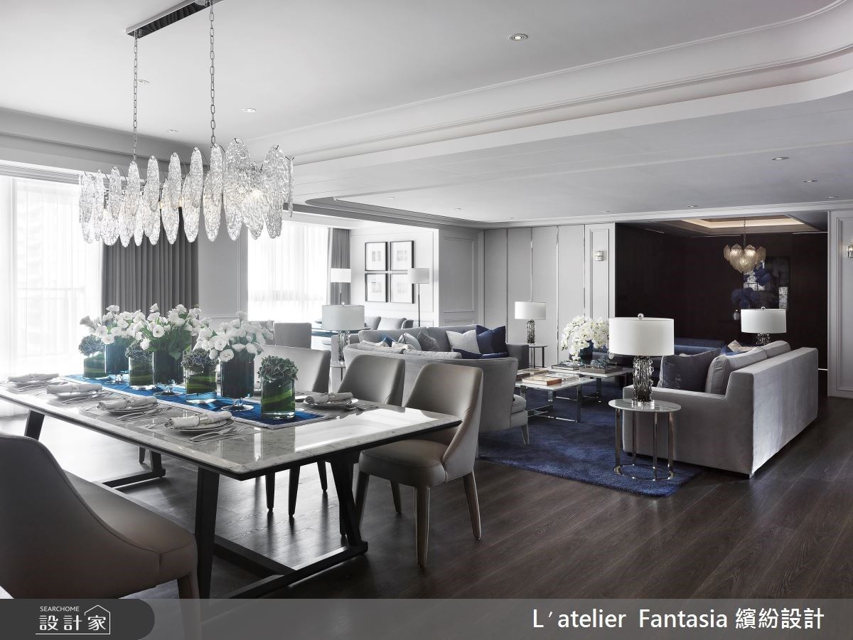 尊爵藍揚起新古典優雅豪宅 大客廳、藝術質感餐廳與開放中島廚房的動線格局完美術